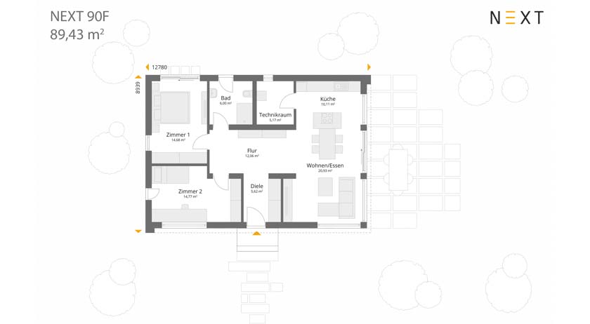 Grundriss Bungalow NEXT 90 F