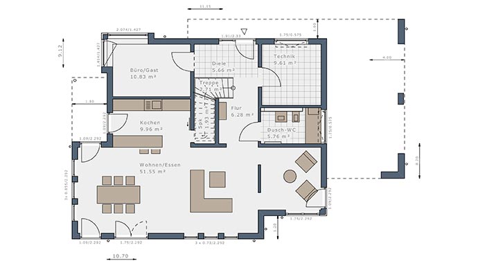 Grundriss Erdgeschoss Musterhaus Mülheim-Kärlich von Schwabenhaus