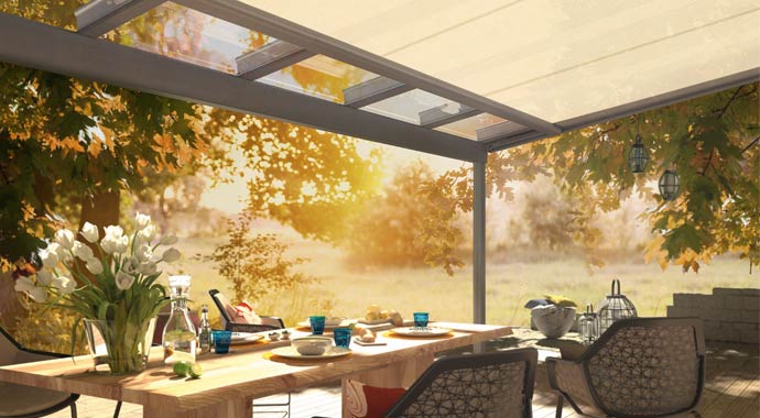 Untergesetzte Wintergartenmarkise Sottezza II von Weinor Untergesetzte Wintergartenmarkise Sottezza II von Weinor
