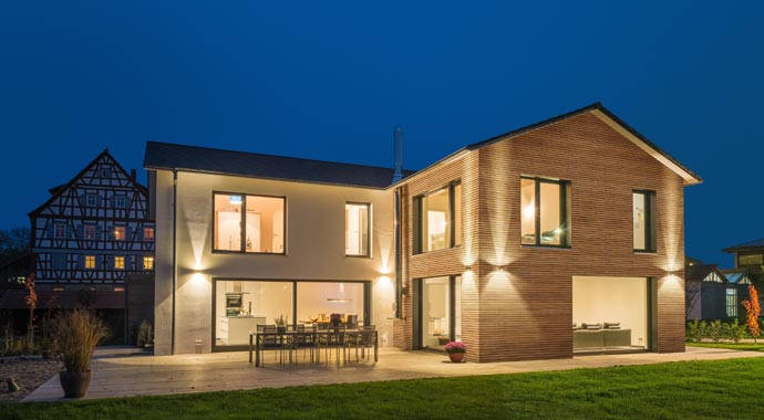 Klimaholzhaus Kundenhaus Wengertsmann Außenansicht