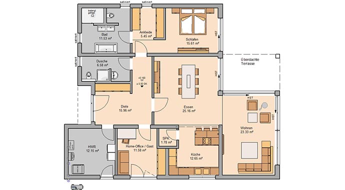 Grundriss Bungalow Select von Kern-Haus