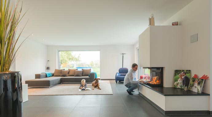 Klimaholzhaus Kundenhaus Wengertsmann Wohnbereich