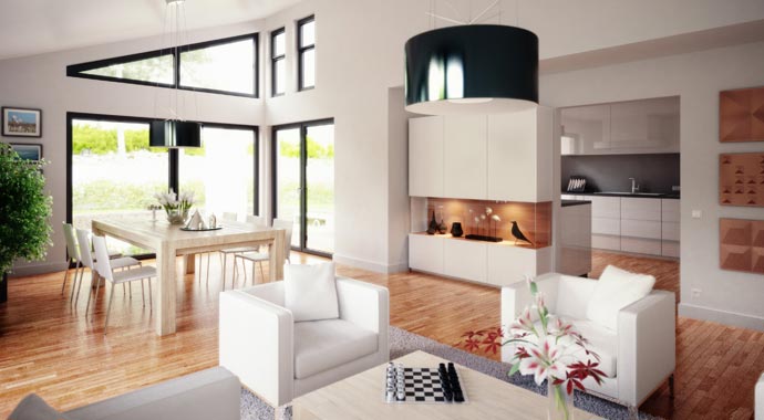 Wohnbereich Bungalow Liberty von Rensch-Haus