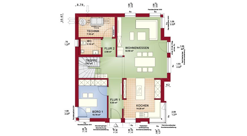 Bien-Zenker Einfamilienhaus Concept-M 152 Pfullingen Grundriss Erdgeschoss