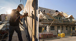 Baustelle Fertighaus und Baustelle Massivhaus