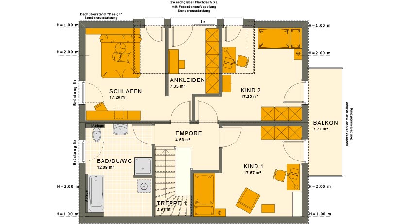 Living Haus Aktionshaus Sunshine 165 V3 Grundriss Obergeschoss