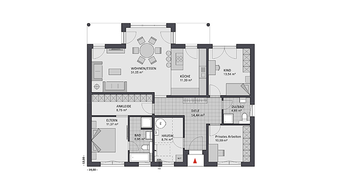 Grundriss Chalet 122 edition von Favorit Massivhaus