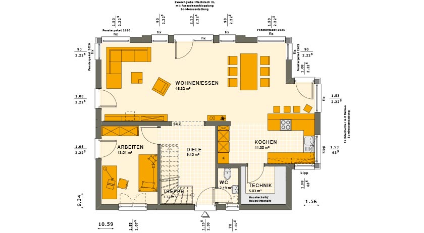 Living Haus Aktionshaus Sunshine 165 V3 Grundriss Erdgeschoss