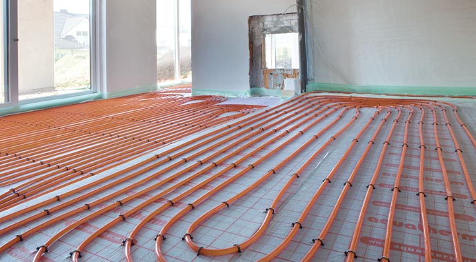 Fußbodenheizung verlegen Aquatherm wassergeführte Fußbodenheizungen