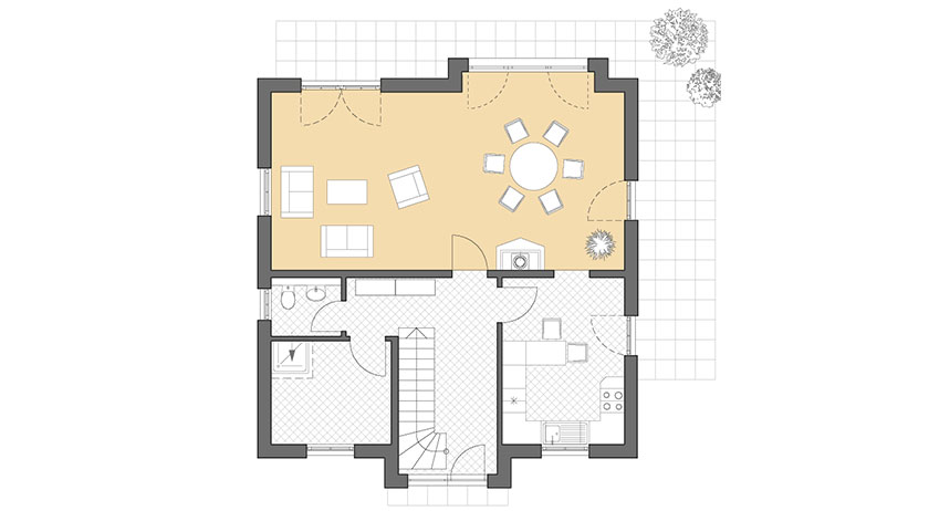Roth-Massivhaus Friesenhaus Grundriss Erdgeschoss