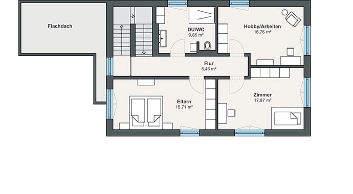 Grundriss Dachgeschoss Sunshine 220 von WeberHaus