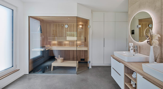 Badezimmer Haus Bieg von Fertighaus WEISS