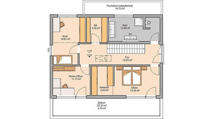 Grundriss Obergeschoss Familienhaus Elea von Kern-Haus