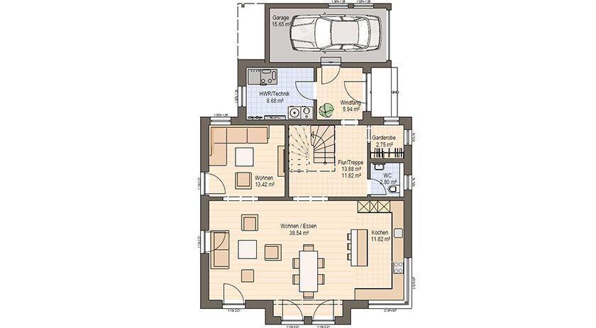 Haas Fertigbau Haas MH 163 Grundriss Erdgeschoss