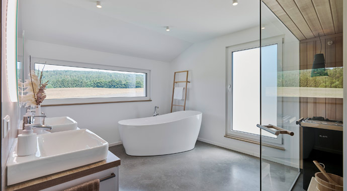 Badezimmer Haus Bieg von Fertighaus WEISS