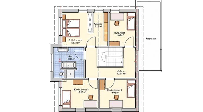 Grundriss Obergeschoss Musterhaus Günzburg von Fingerhut Haus