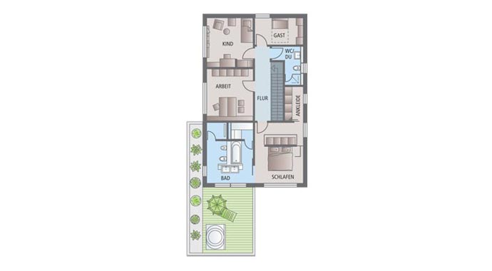 FischerHaus Energie-Plus-Haus Generation X Grundriss Obergeschoss
