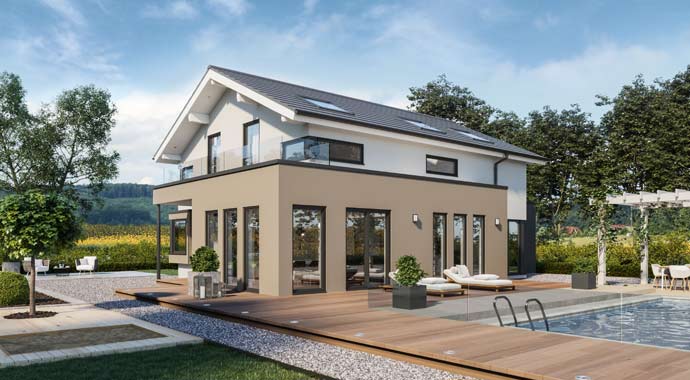 Außenansicht Musterhaus Mülheim-Kärlich von Schwabenhaus