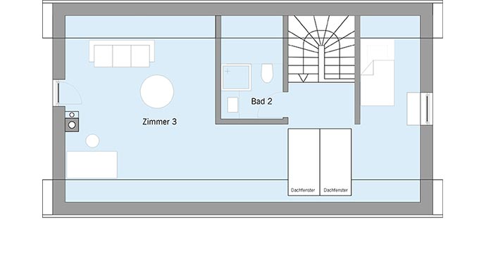 Grundriss Dachgeschoss Stadthaus Ehrmann von Bau-Fritz