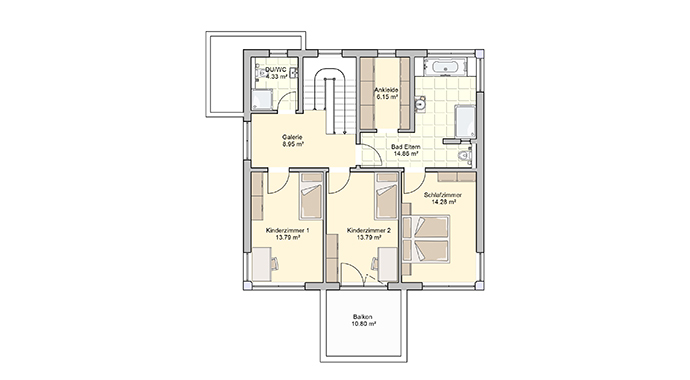 Grundriss Obergeschoss Musterhaus Köln von Fingerhut Haus