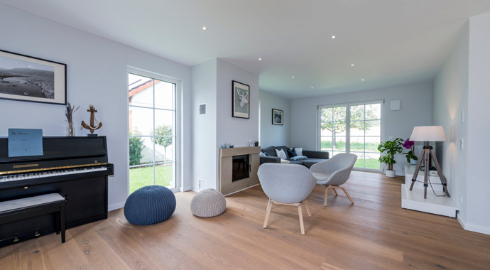 Wohnbereich Referenzhaus in Ingersheim von KitzlingerHaus